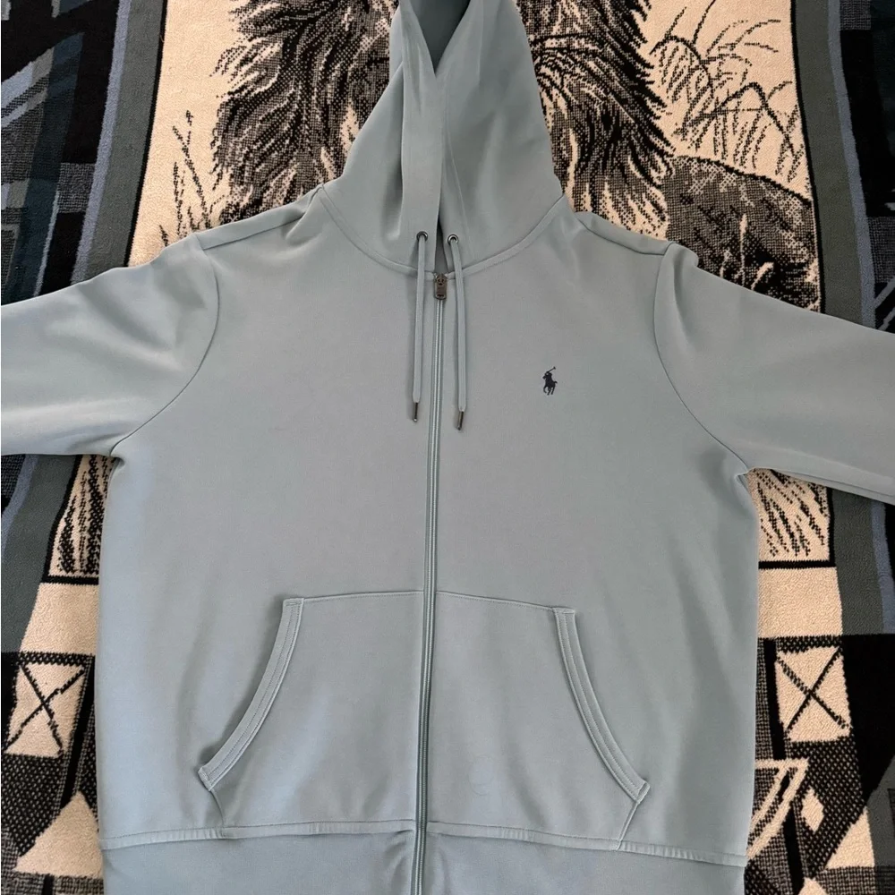 Polo Ralph Lauren Double Knit Light Blue Zip Up Hoodie